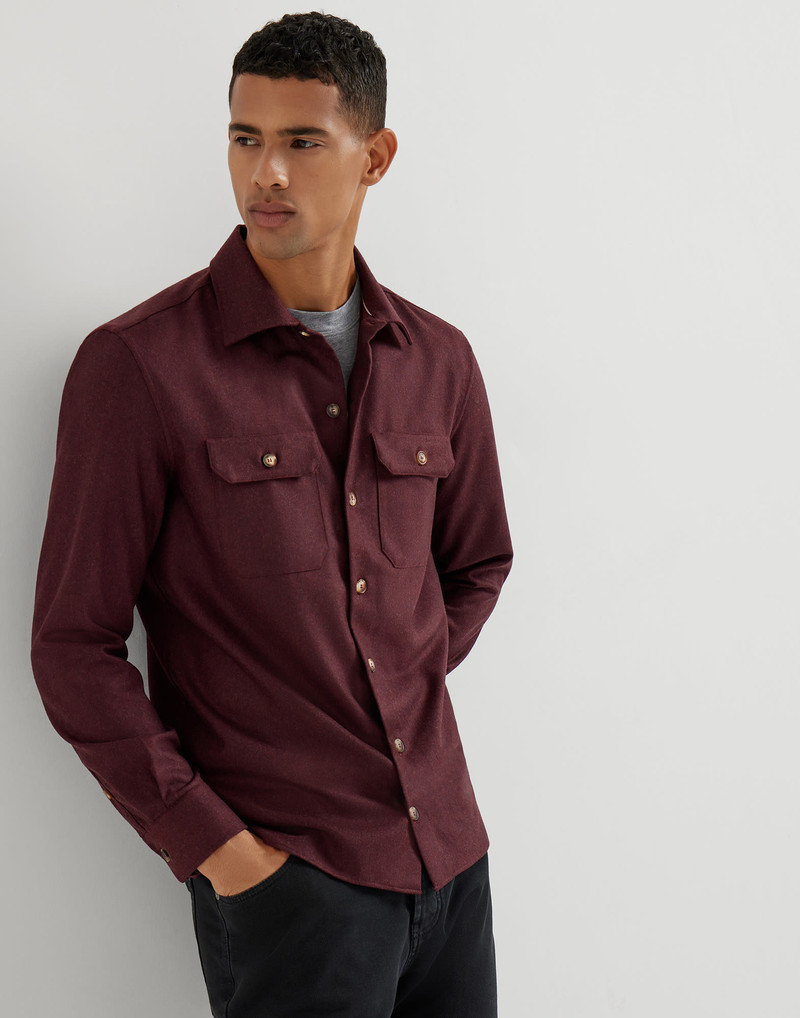Virgin wool flannel overshirt with chest pockets 1
