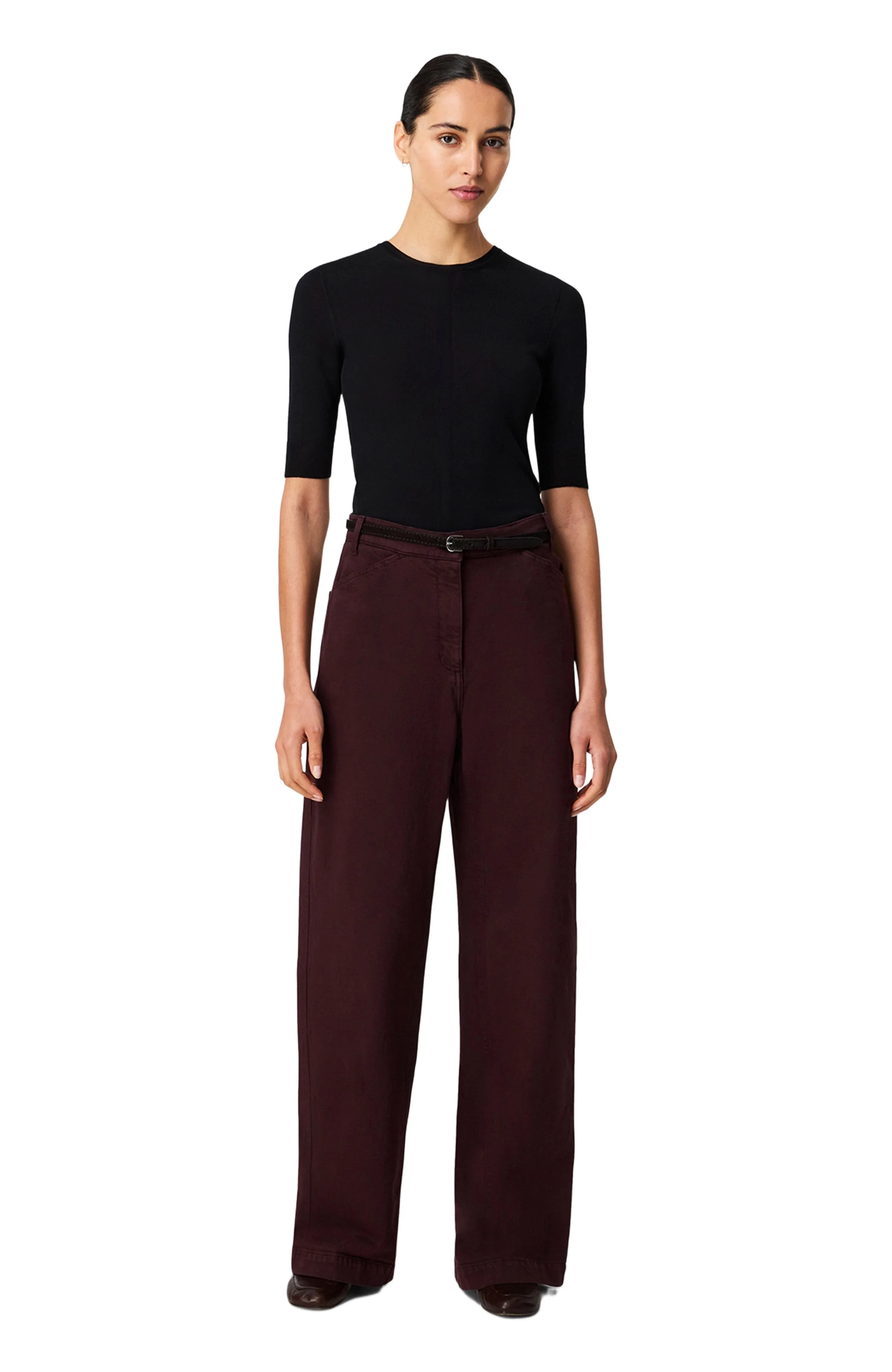 Another Tomorrow Workwear Pant in Overdye Plum at Nordstrom - 1