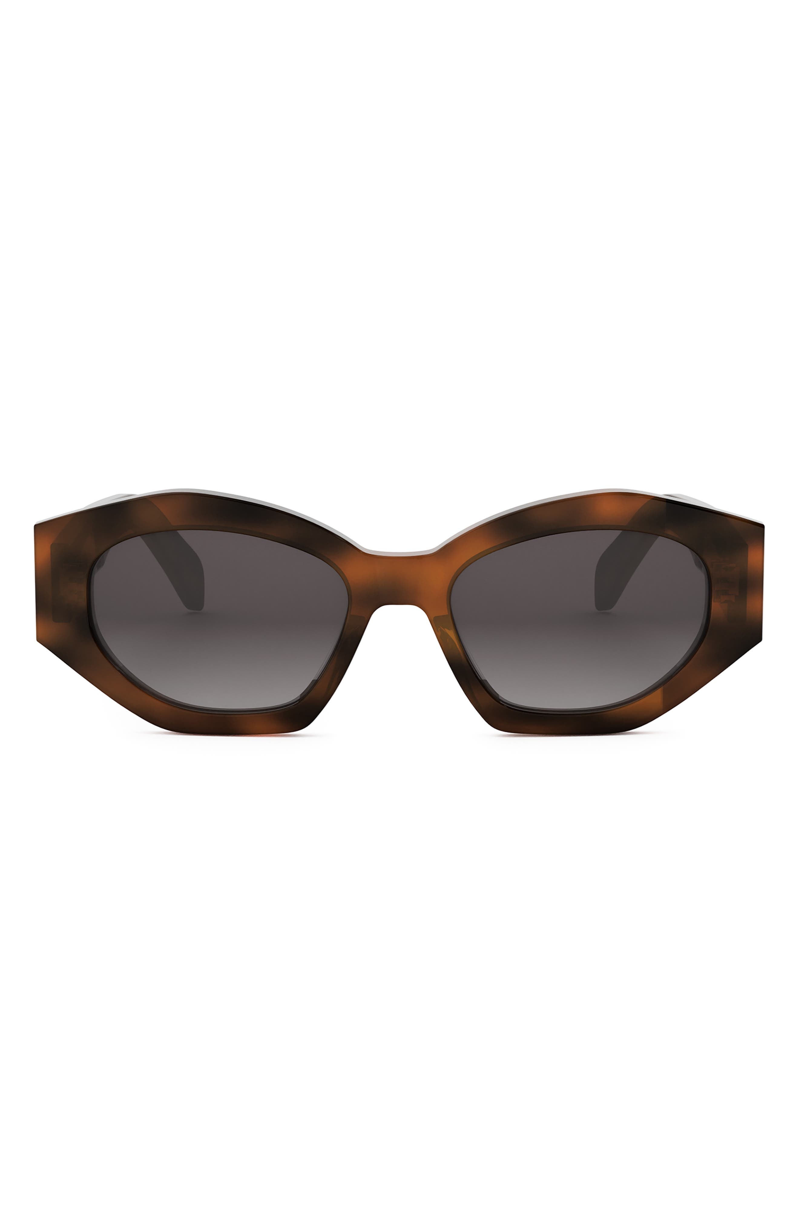 CELINE Triomphe 54mm Cat Eye Sunglasses in Blonde Havana /Gradient Brown at Nordstrom - 1
