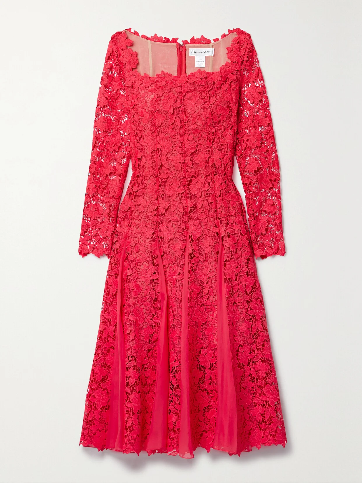 Silk-chiffon Trimmed Guipure Lace Midi Dress - 1