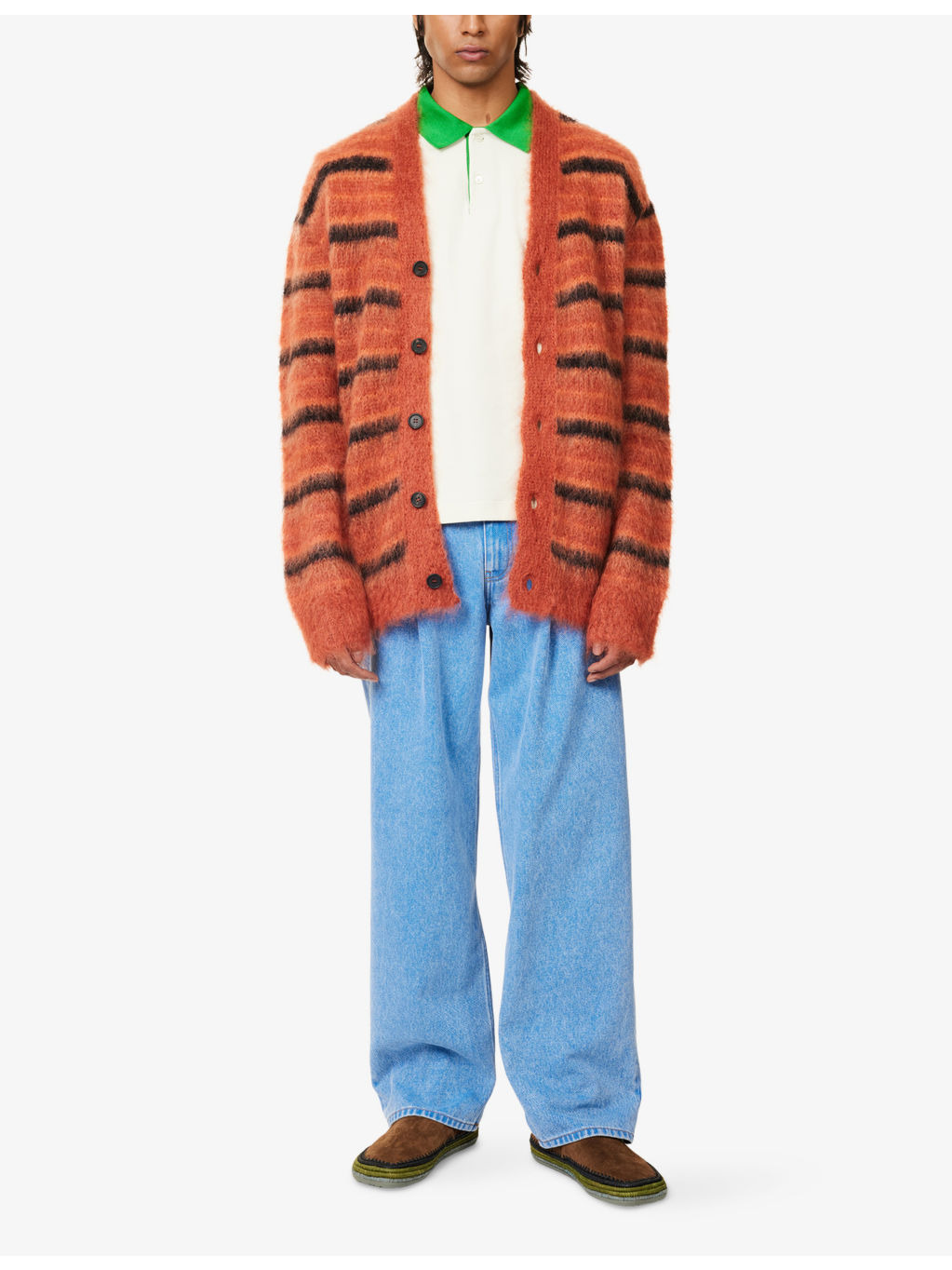 V-Neck Graphic-Intarsia Knitted Cardigan - 2