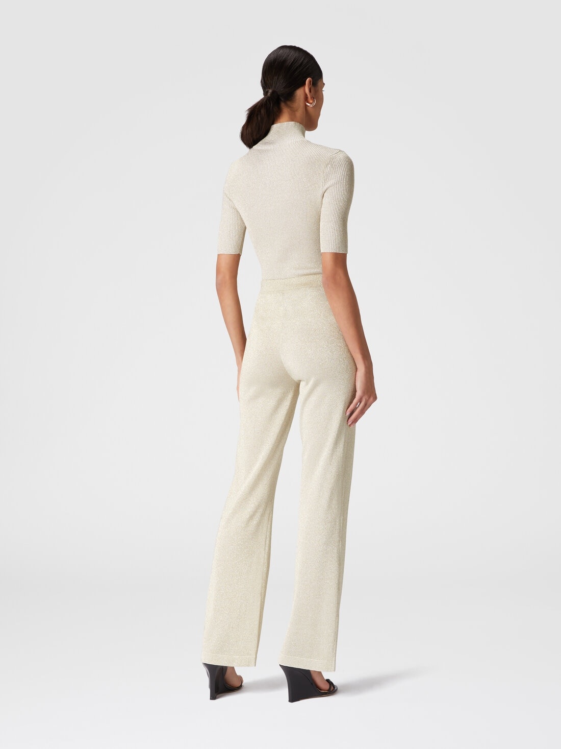 Glitter-effect viscose straight trousers - 3