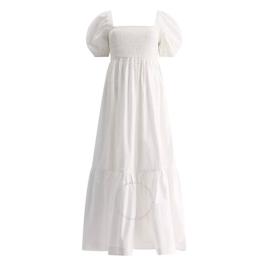 Ganni Bright White Cotton Poplin Smock Maxi Dress - 1