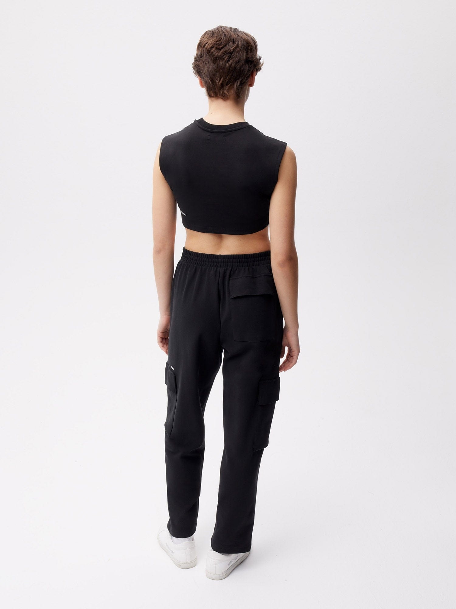 Womens Recycled Cotton Jersey Cargo Pants - Black - 3
