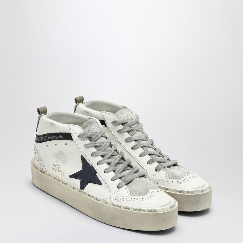 Golden Goose White Mid Star Trainer With Blue Star Women - 2