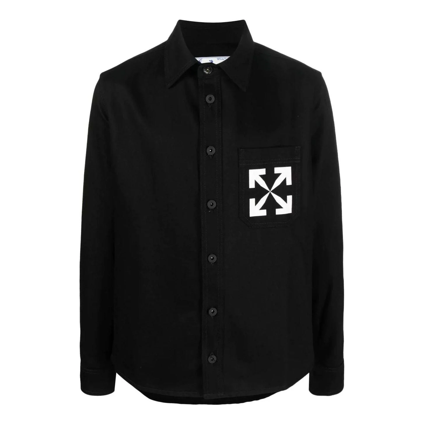 Off-White SS22 Arrow Logo Pattern Denim Long Sleeves Shirt Black OMYD027C99DEN0021001 - 1