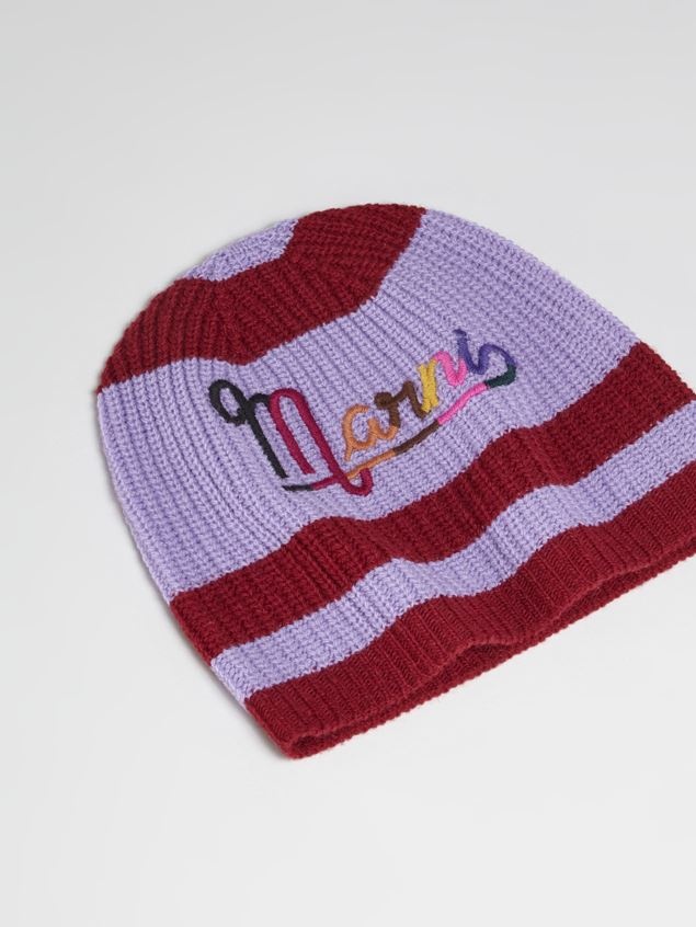 BURGUNDY AND PURPLE SHETLAND BEANIE - 3
