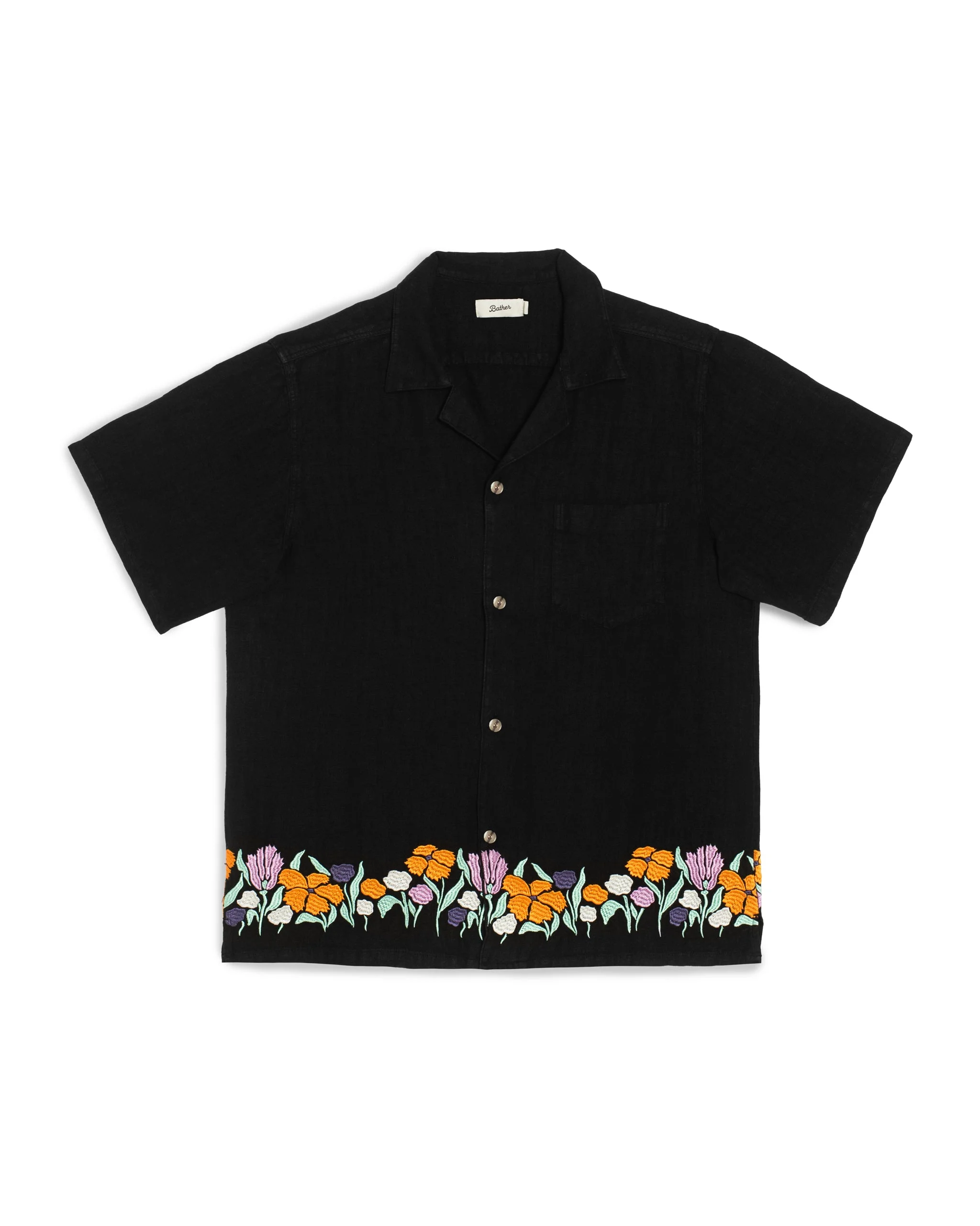 Black Lawn Linen Camp Shirt - 1