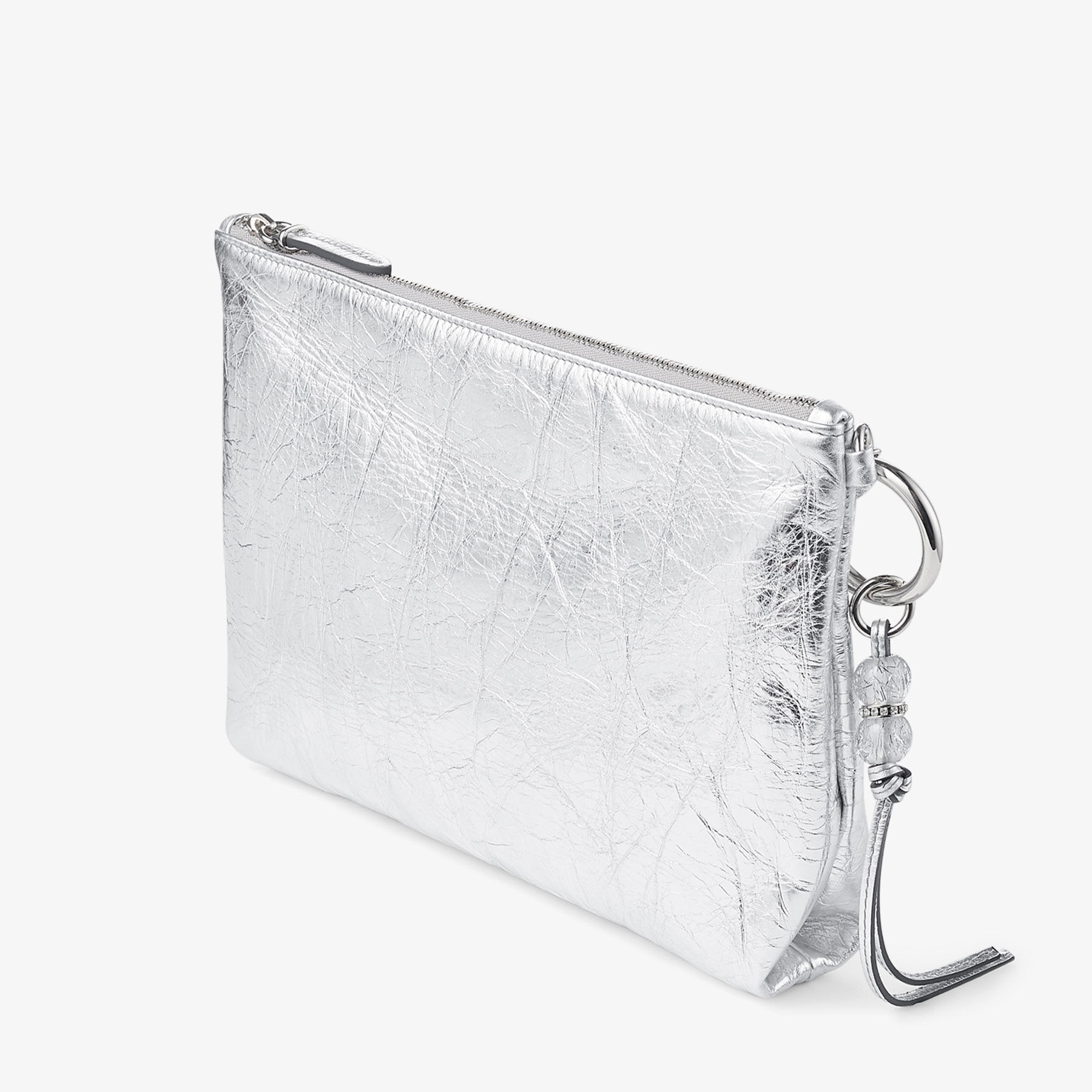 Callie
Silver Vintage Metallic Leather Clutch Bag - 3