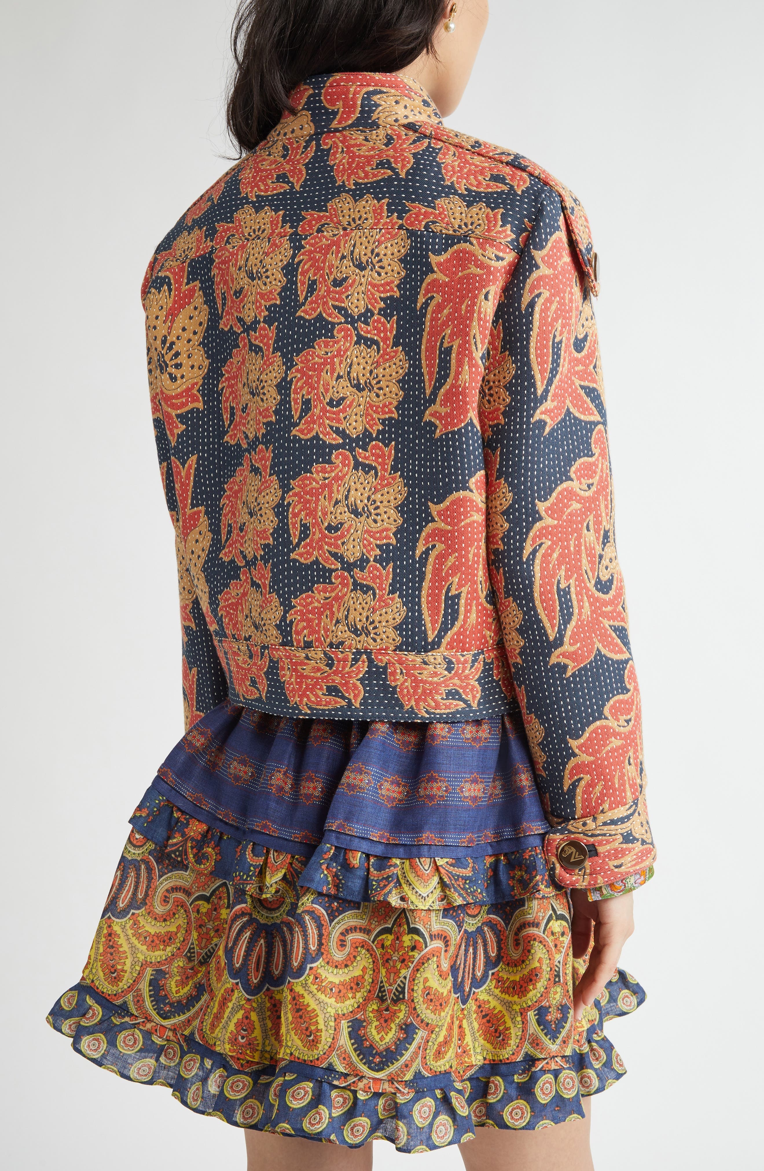 Valentino Garavani Crop Paisley Jacket in Indigo at Nordstrom - 3