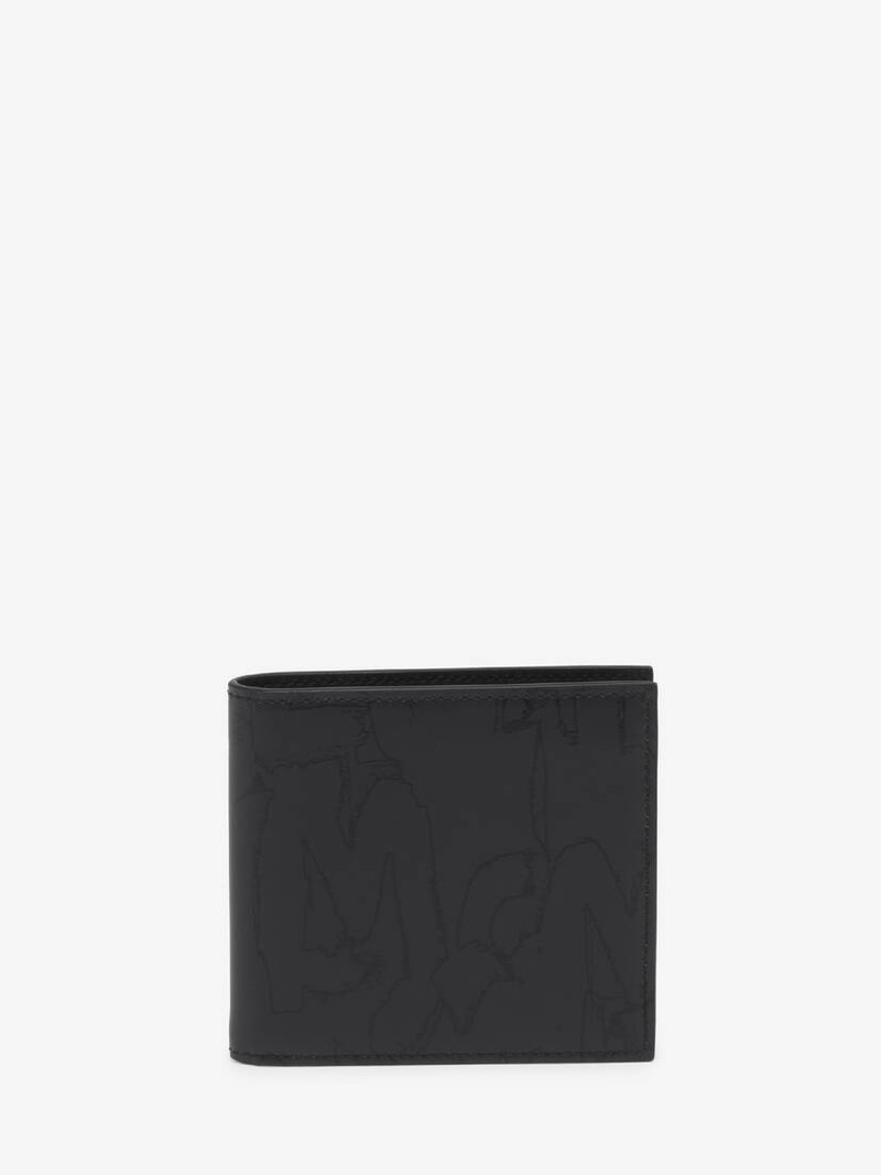 Men's McQueen Graffiti Billfold Wallet in Black 1