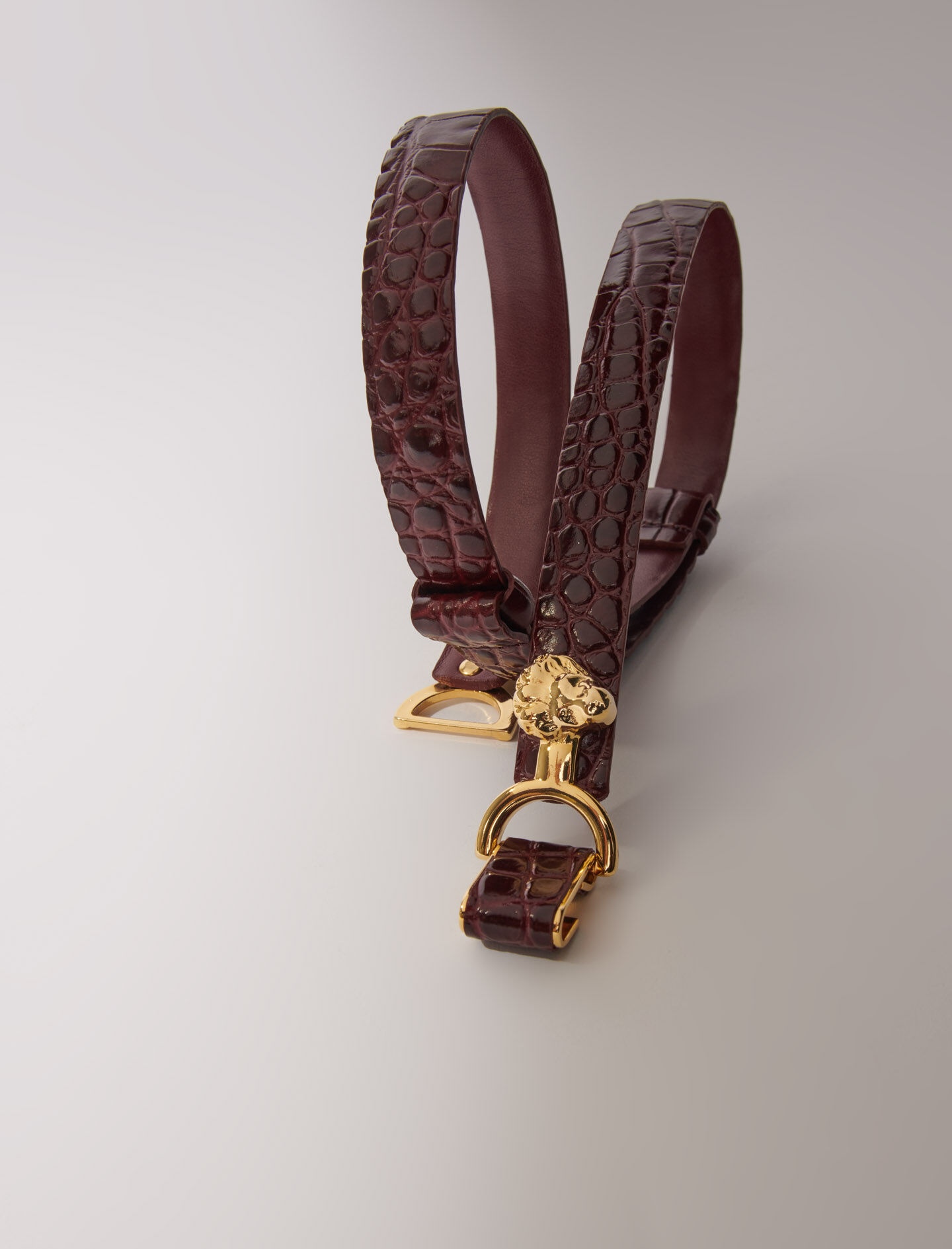 Thin leather belt with lion bit - 4