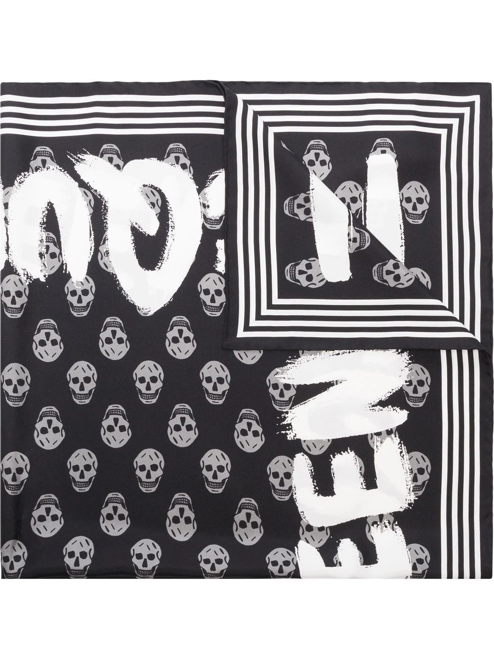 logo-print skull-motif scarf - 1