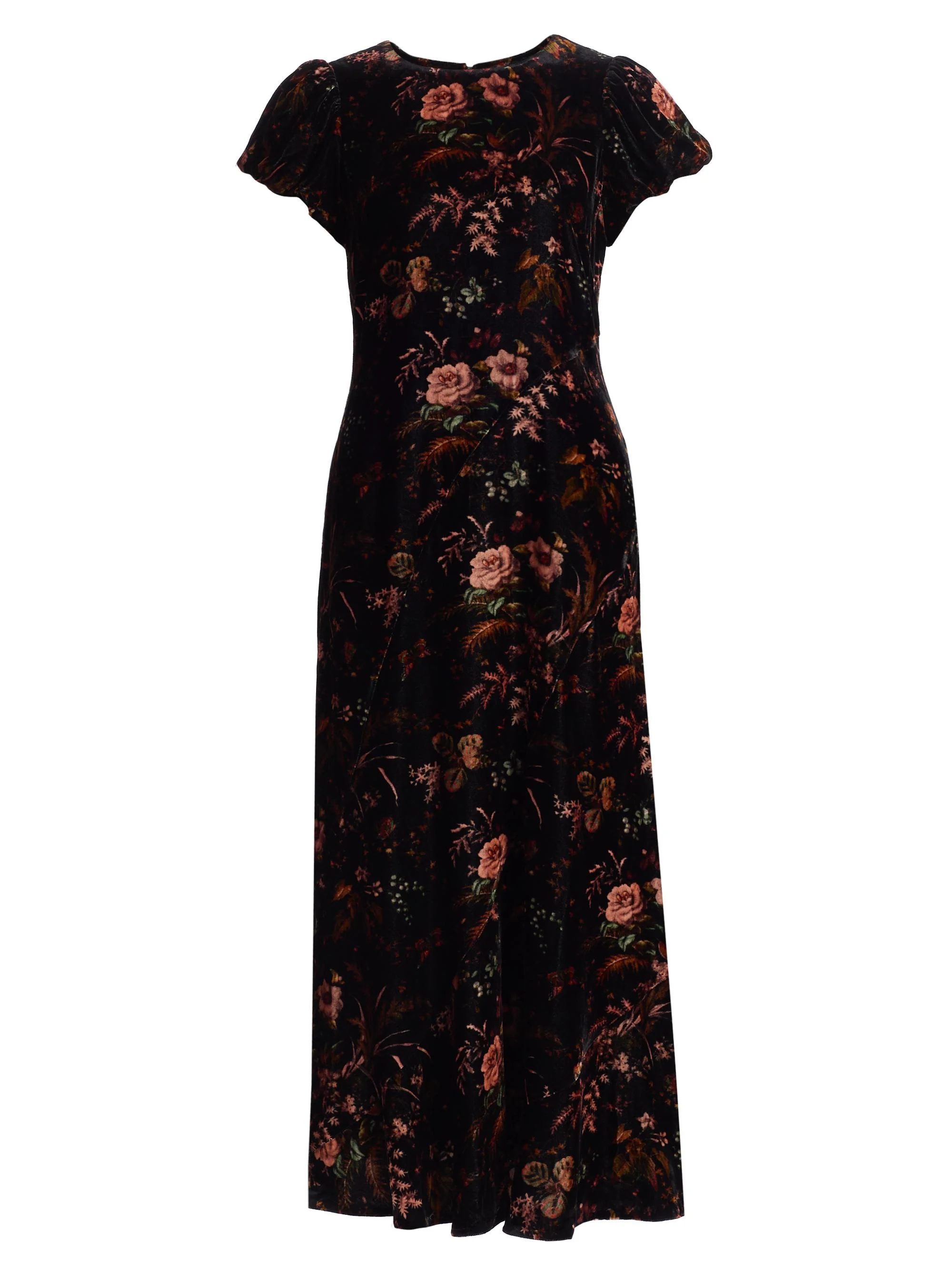 Women's Connie Floral Crushed Velvet Midi-Dress - Pin Dell Black - 1