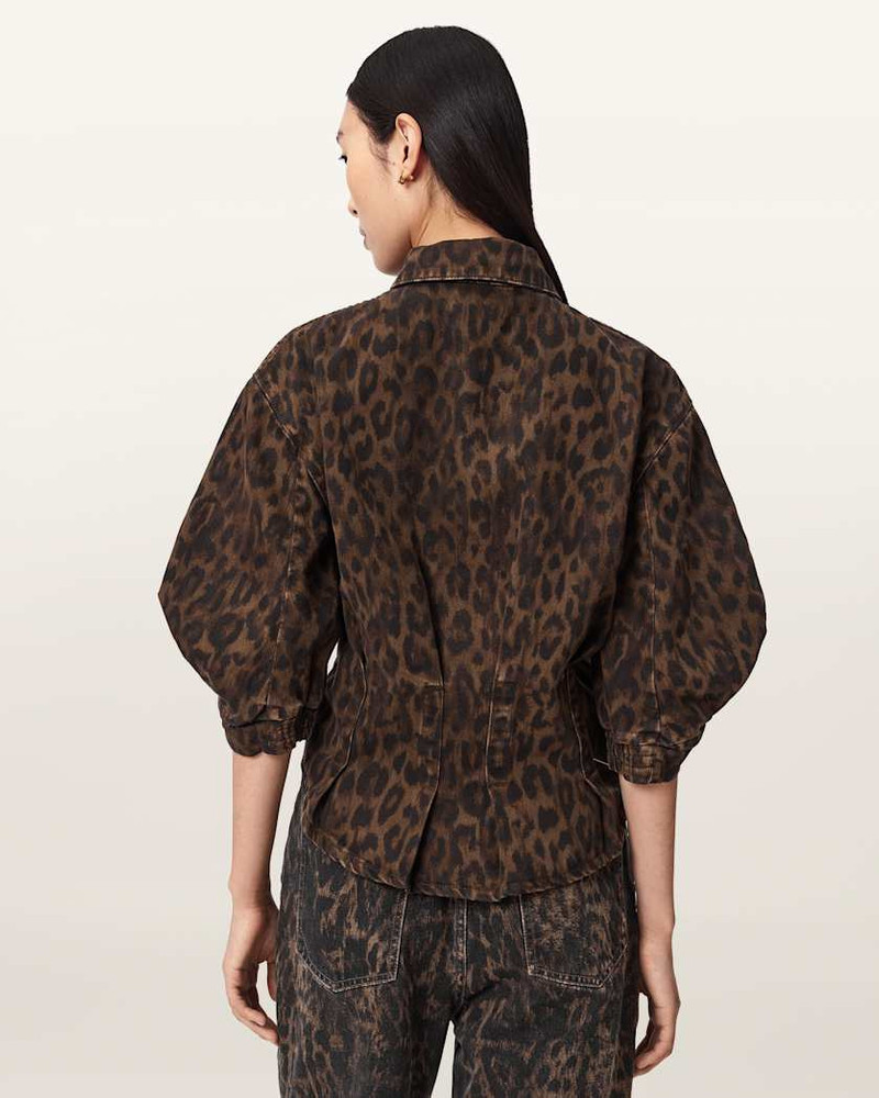 NANCY LEOPARD PRINT DENIM SHIRT 8