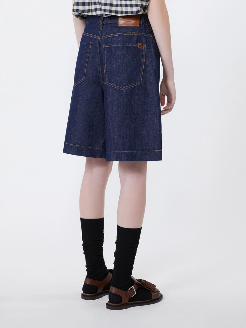 OZONO Cotton and linen denim Bermuda shorts - NAVY 4