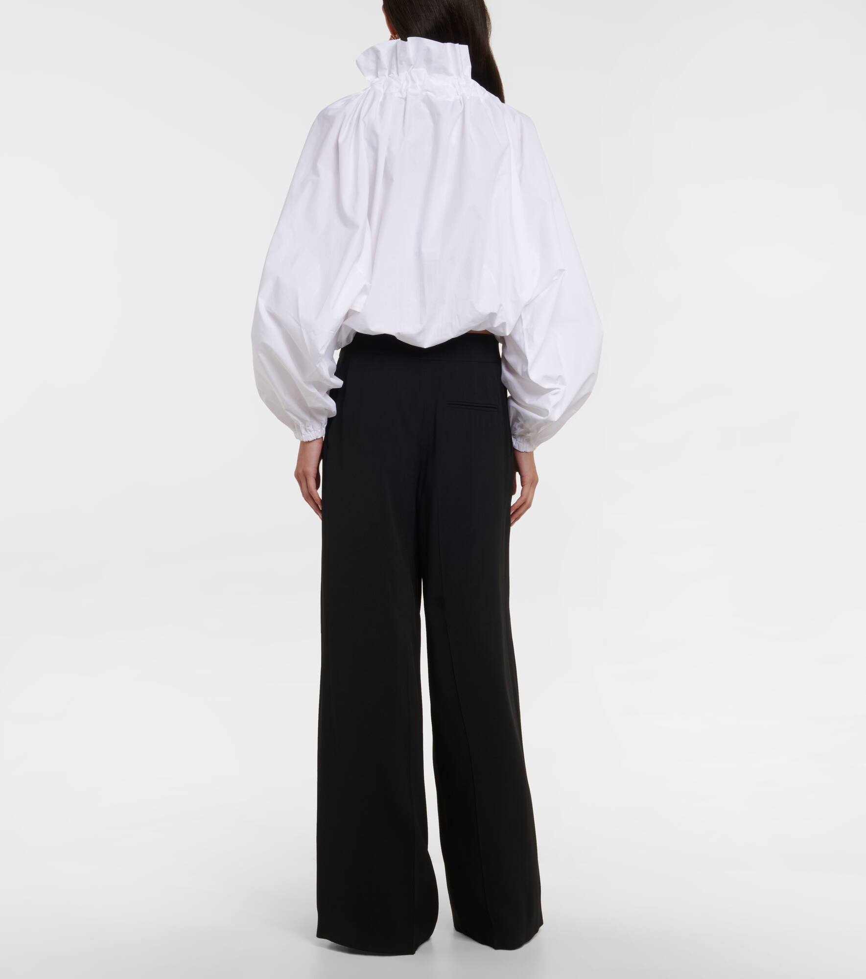 Ruffled tie-neck cotton blouse - 3
