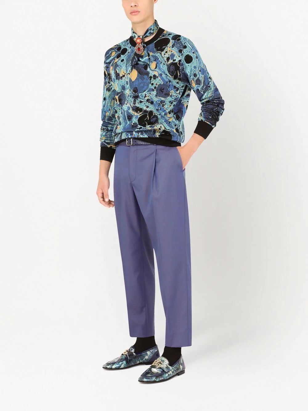 virgin wool-blend cropped tailored trousers - 2