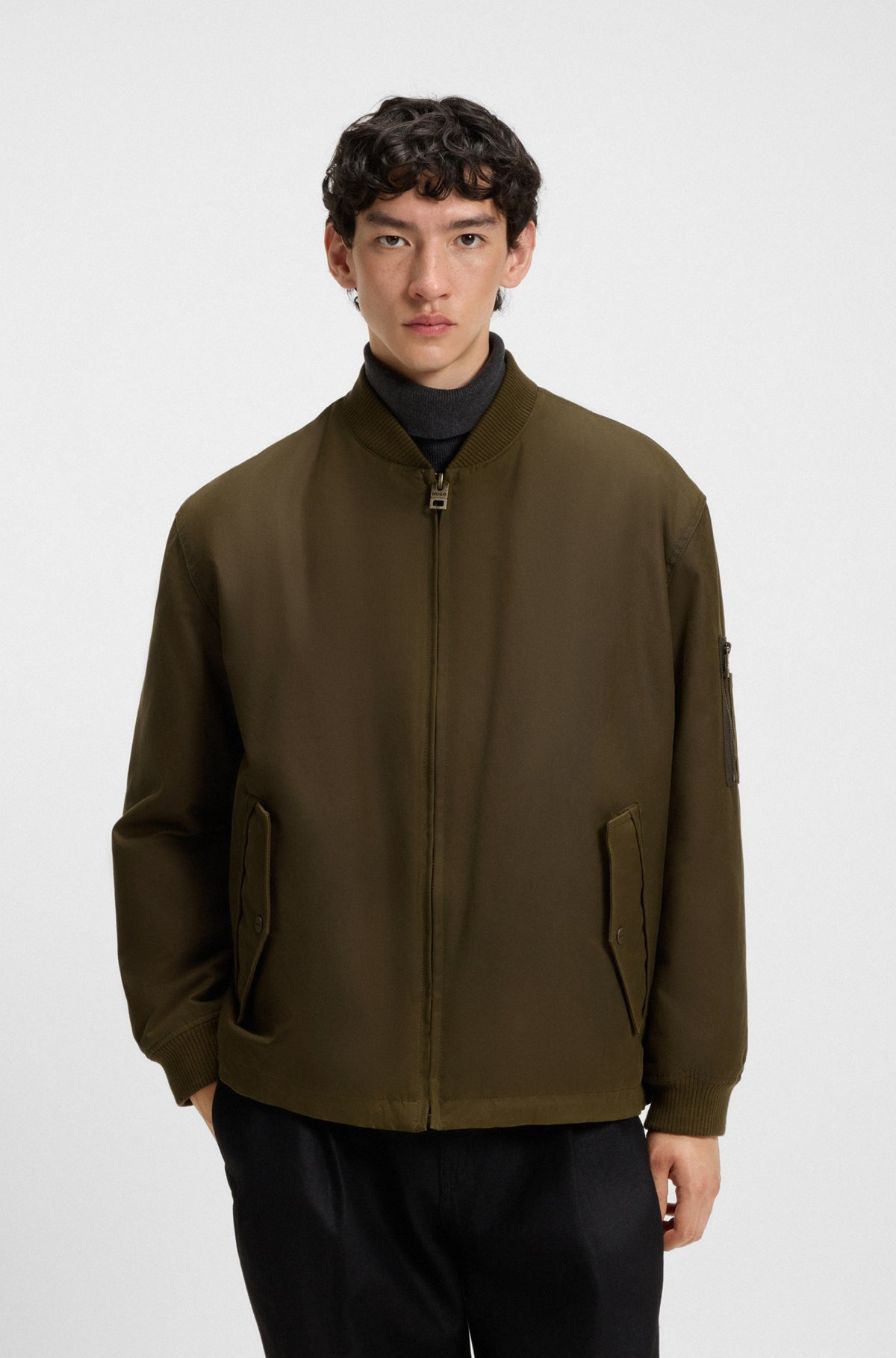 WAXED-COTTON BOMBER JACKET WITH ADJUSTABLE HEM - 2