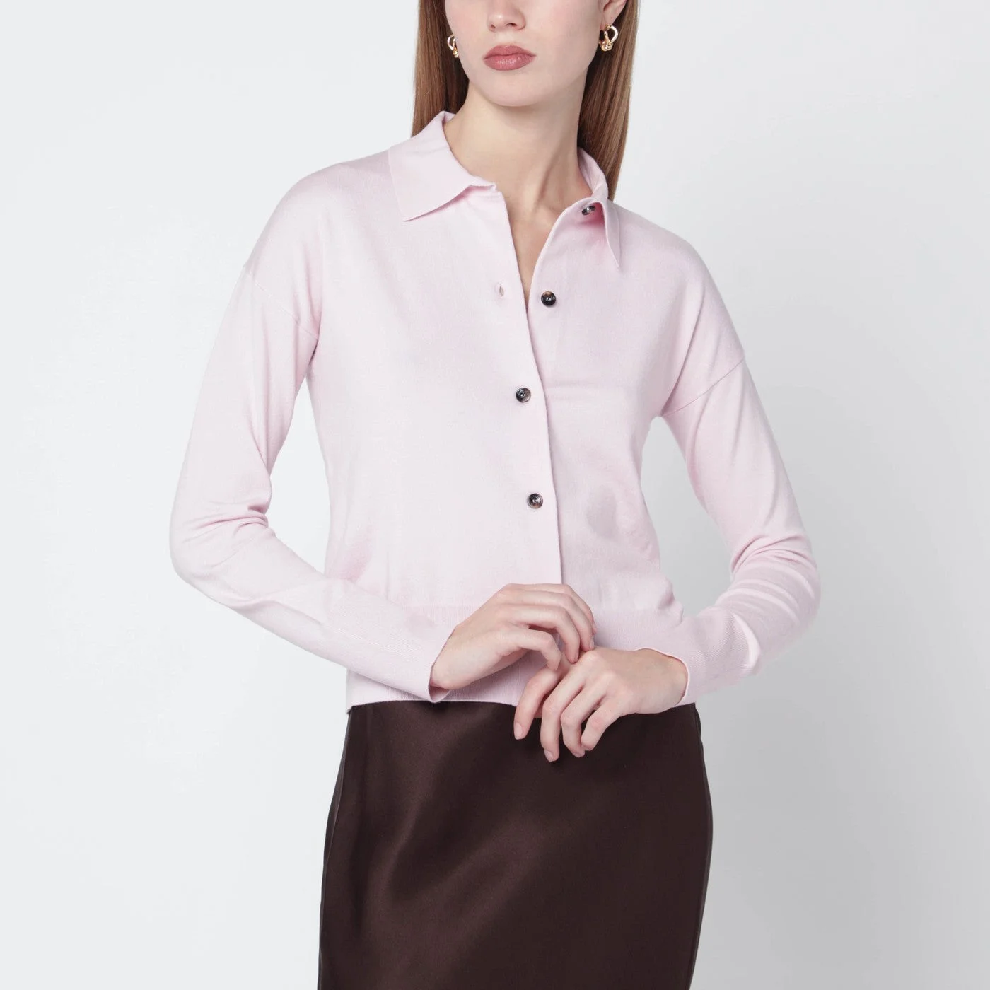 Pink wool-blend cardigan - 1