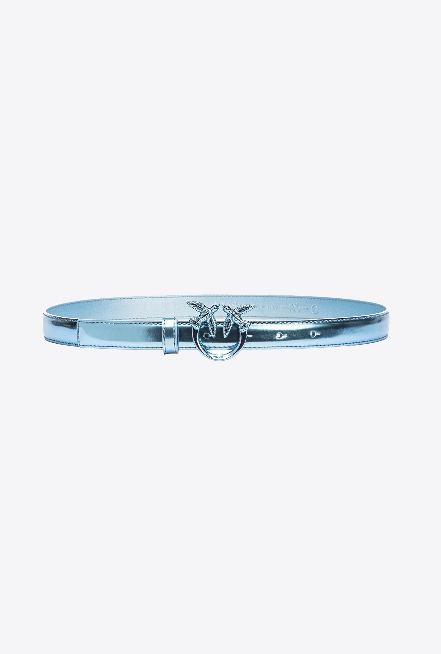 THIN MIRROR-EFFECT LEATHER LOVE BIRDS BELT 2CM - 1