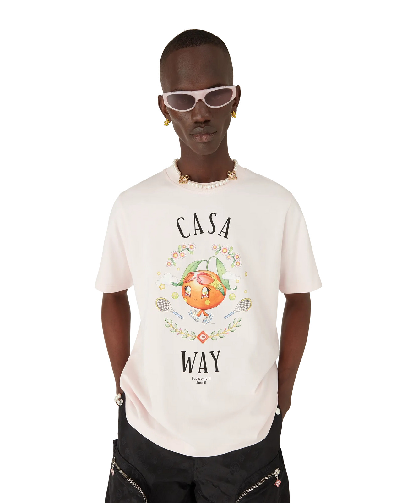 Casa Way Orange Mascot Short Sleeve T-Shirt | Casablanca Paris - 4