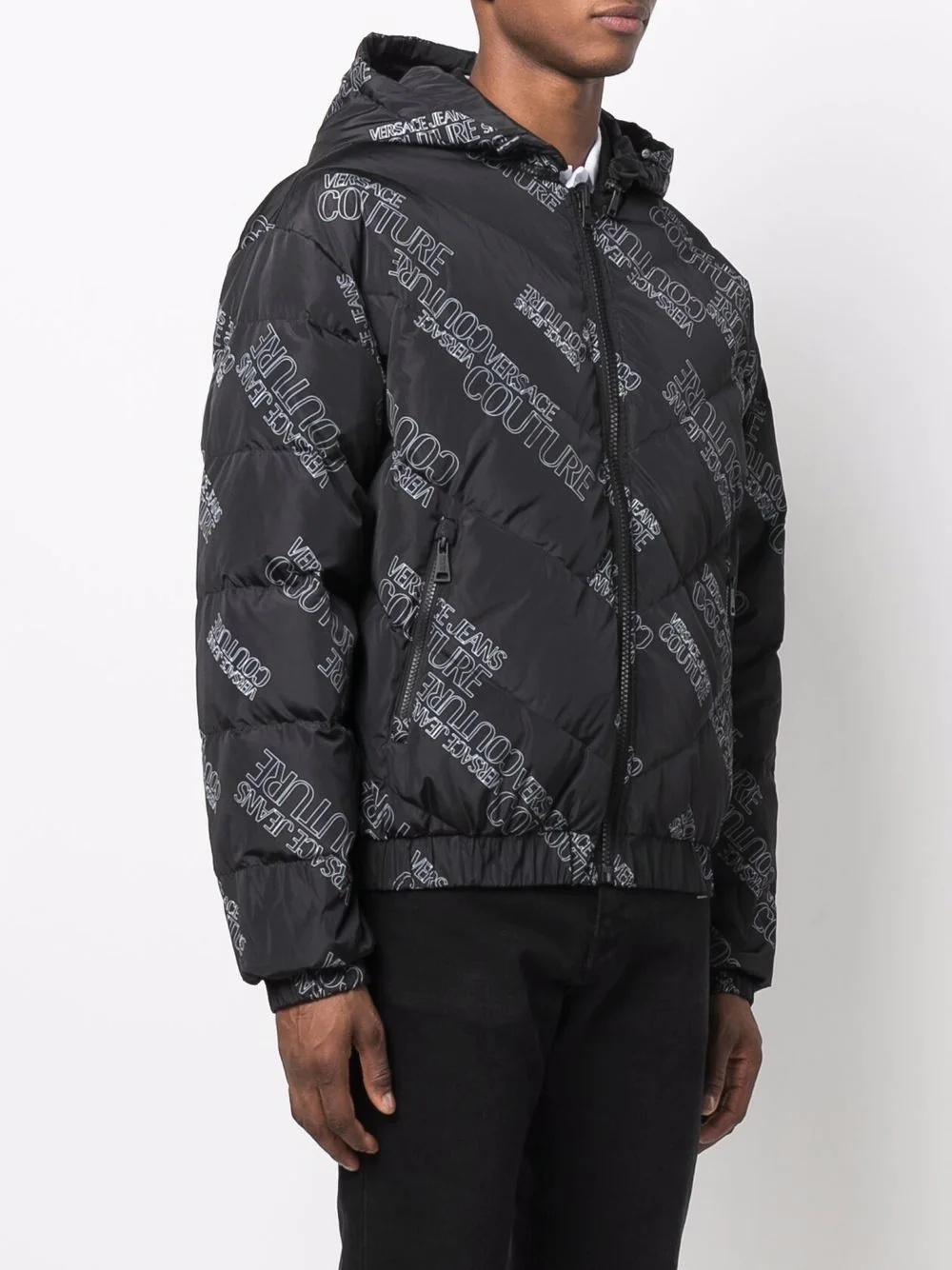 logo-print padded coat - 3