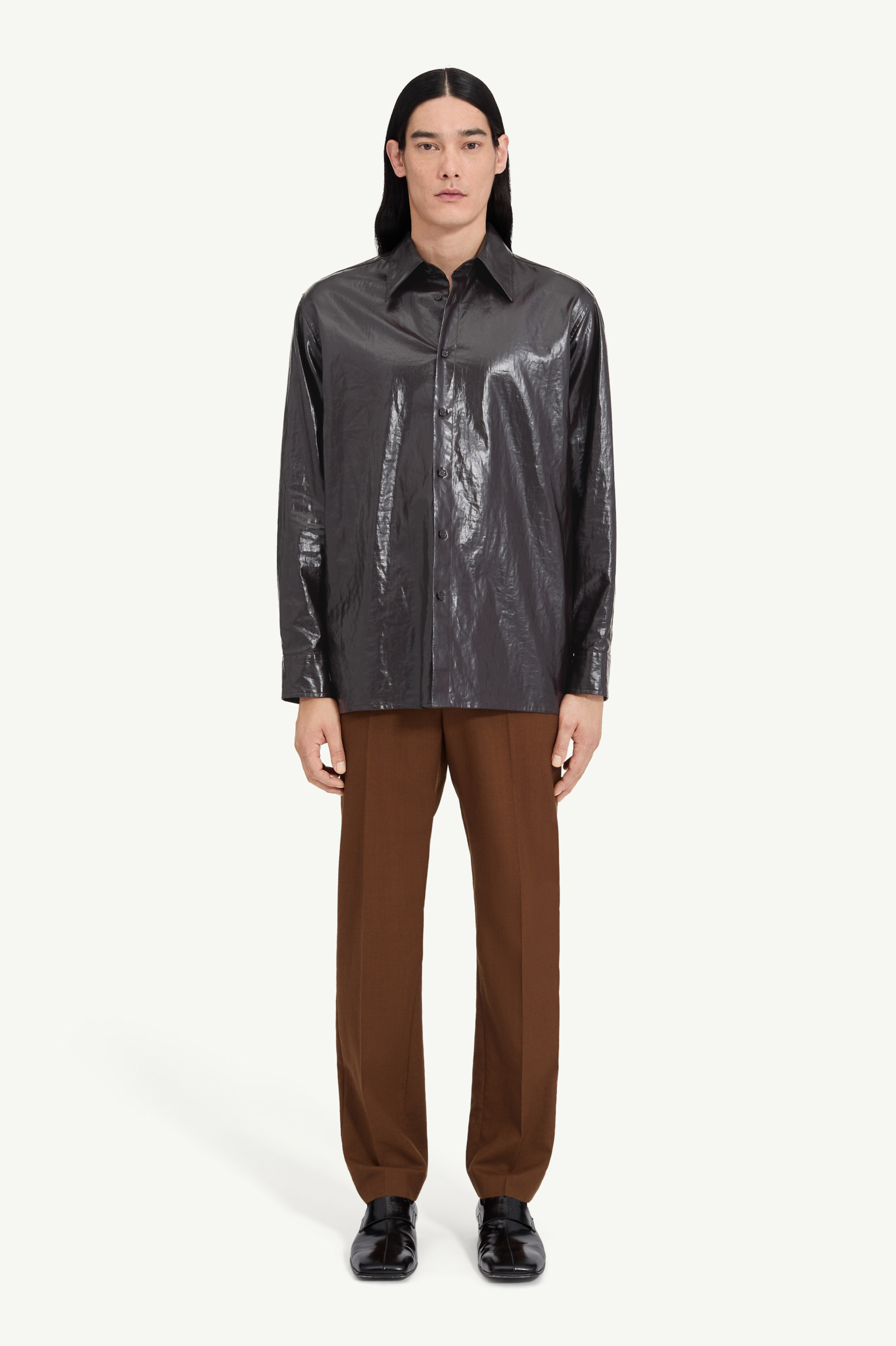 Shiny coated linen shirt - 2