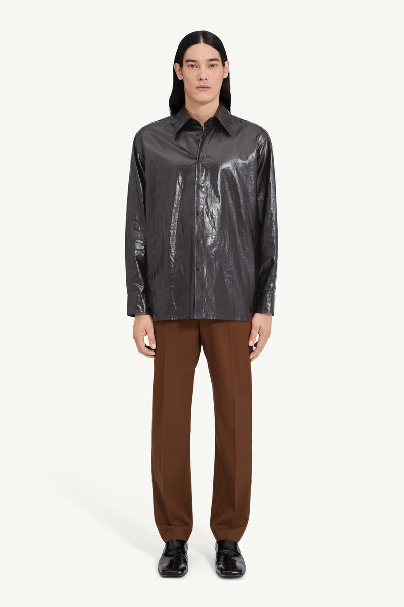 MM6 Maison Margiela Shiny coated linen shirt outlook