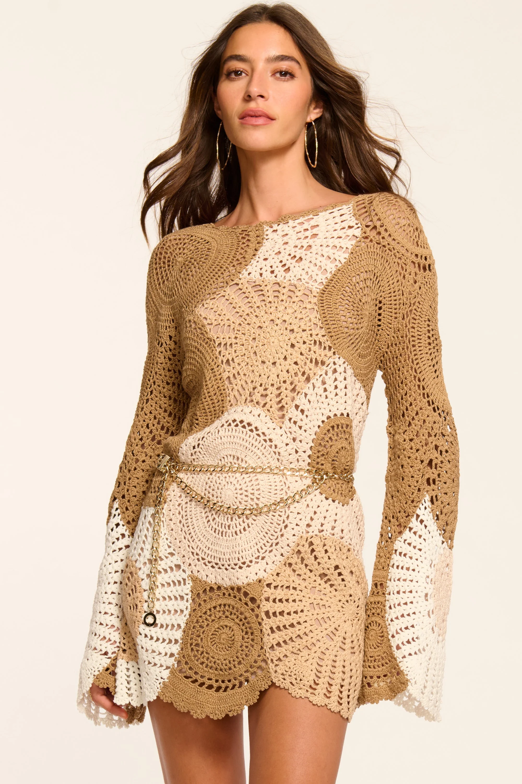Carina Crochet Colorblock Mini Dress - 1
