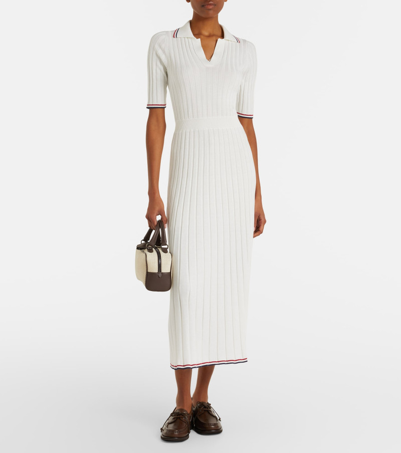 Brunello Cucinelli Ribbed-knit cotton midi dress outlook