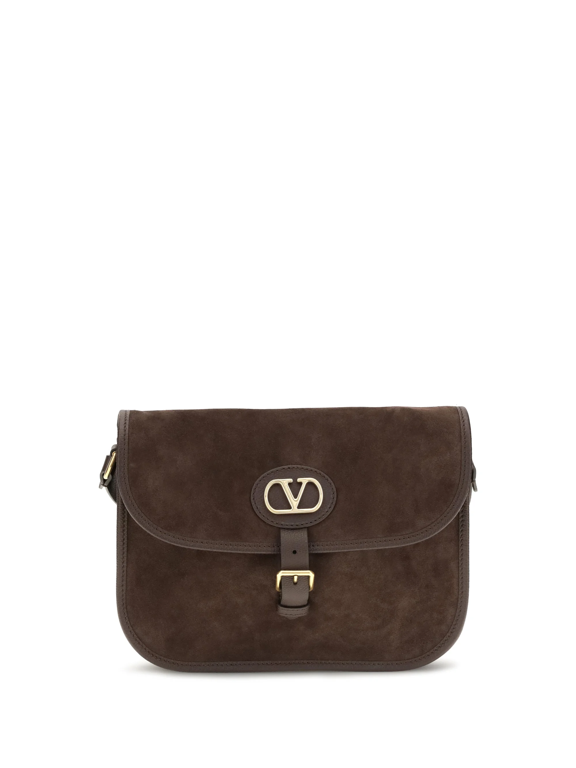 Valentino Garavani Antibes Suede Shoulder Bag Oak Brown - 1