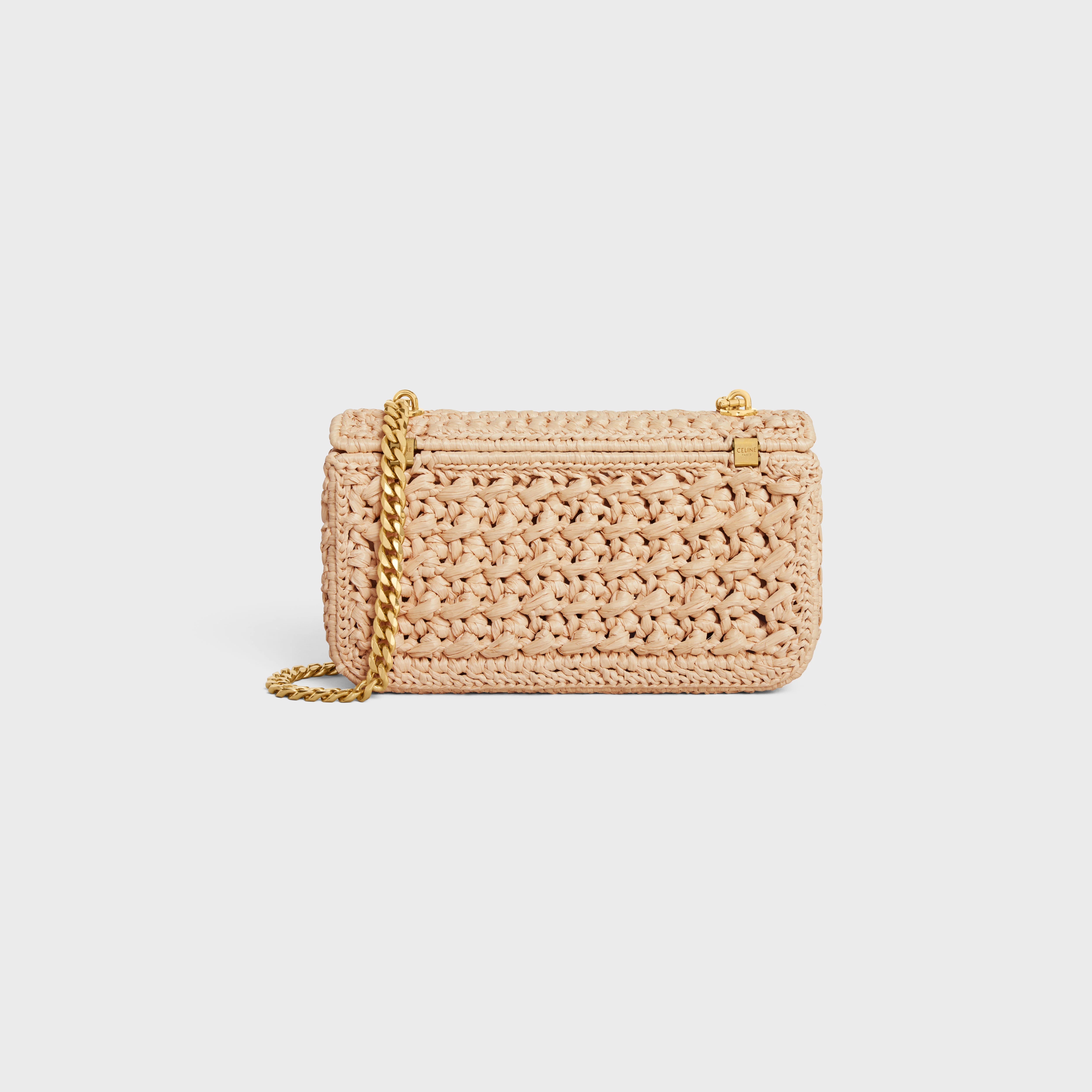 関税込 CELINE CHAIN SHOULDER BAG IN RAFFIA EFFECT TEXTILE CHAIN SHOULDER BAG CLAUDE IN RAFFIA EFFECT TEXTILE - NATURAL