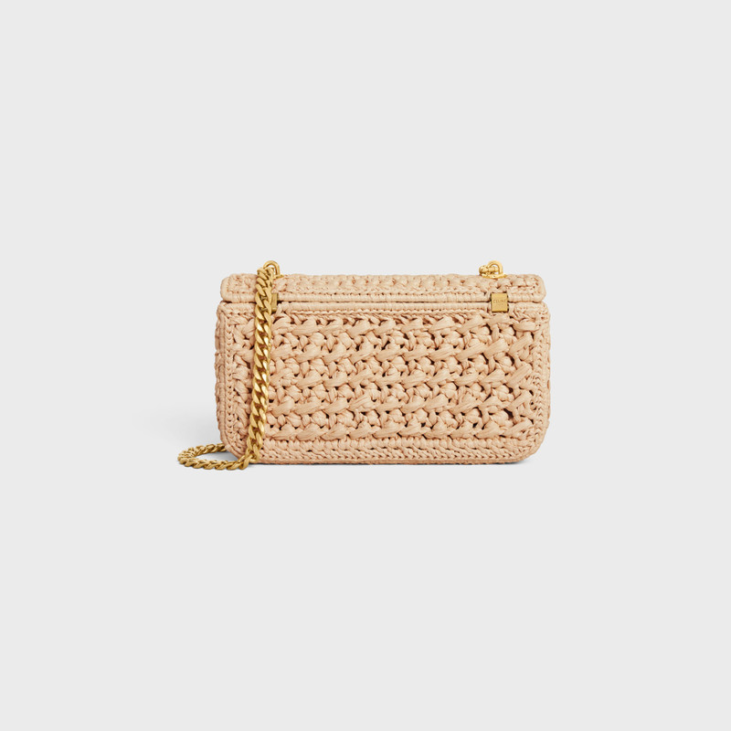 CHAIN SHOULDER BAG CLAUDE in RAFFIA EFFECT TEXTILE 3