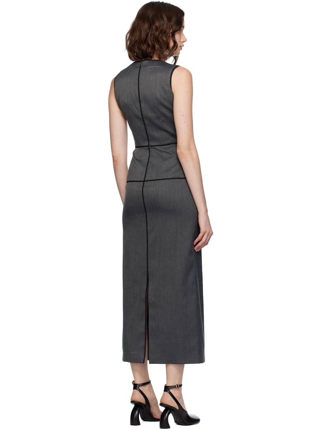 Gray Raw Edge Midi Dress - 3