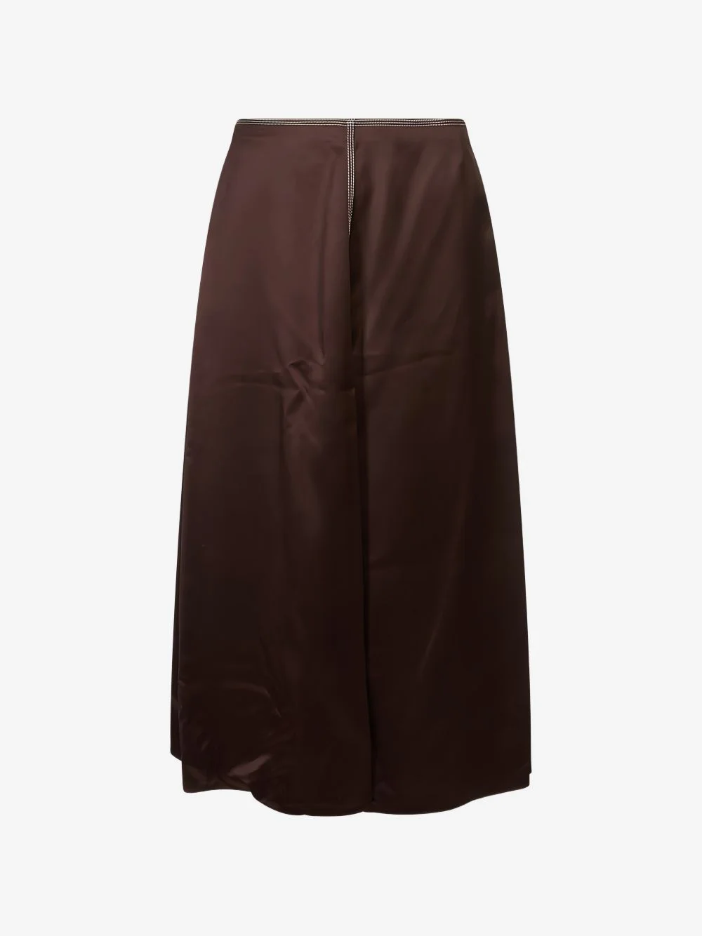 contrast-stitch satin midi skirt - 1