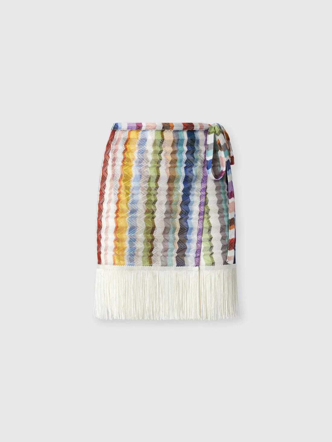 Wrap mini skirt with fringes - 1