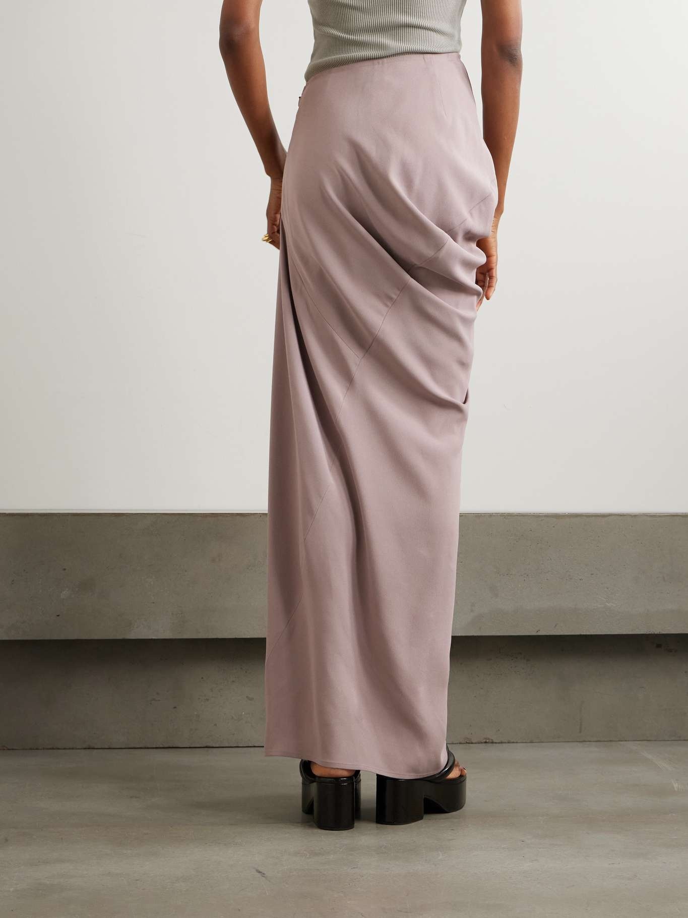 Paneled crepe de chine maxi skirt - 4