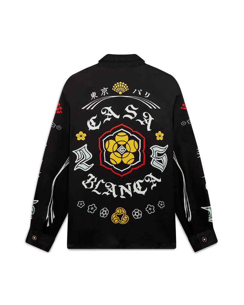 CASABLANCA Emblem Long Sleeve Silk Satin Shirt | Casablanca Paris outlook