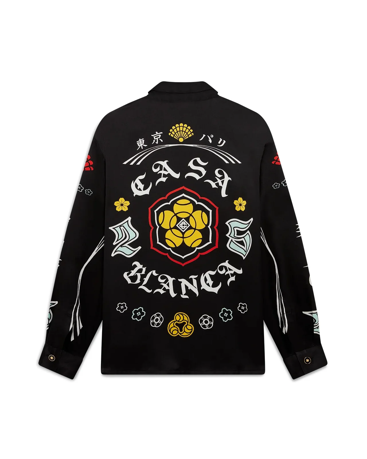 Emblem Long Sleeve Silk Satin Shirt | Casablanca Paris - 1