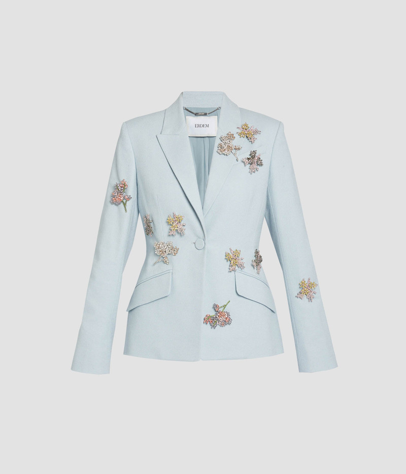 Erdem EMBELLISHED CREPE FITTED BLAZER outlook