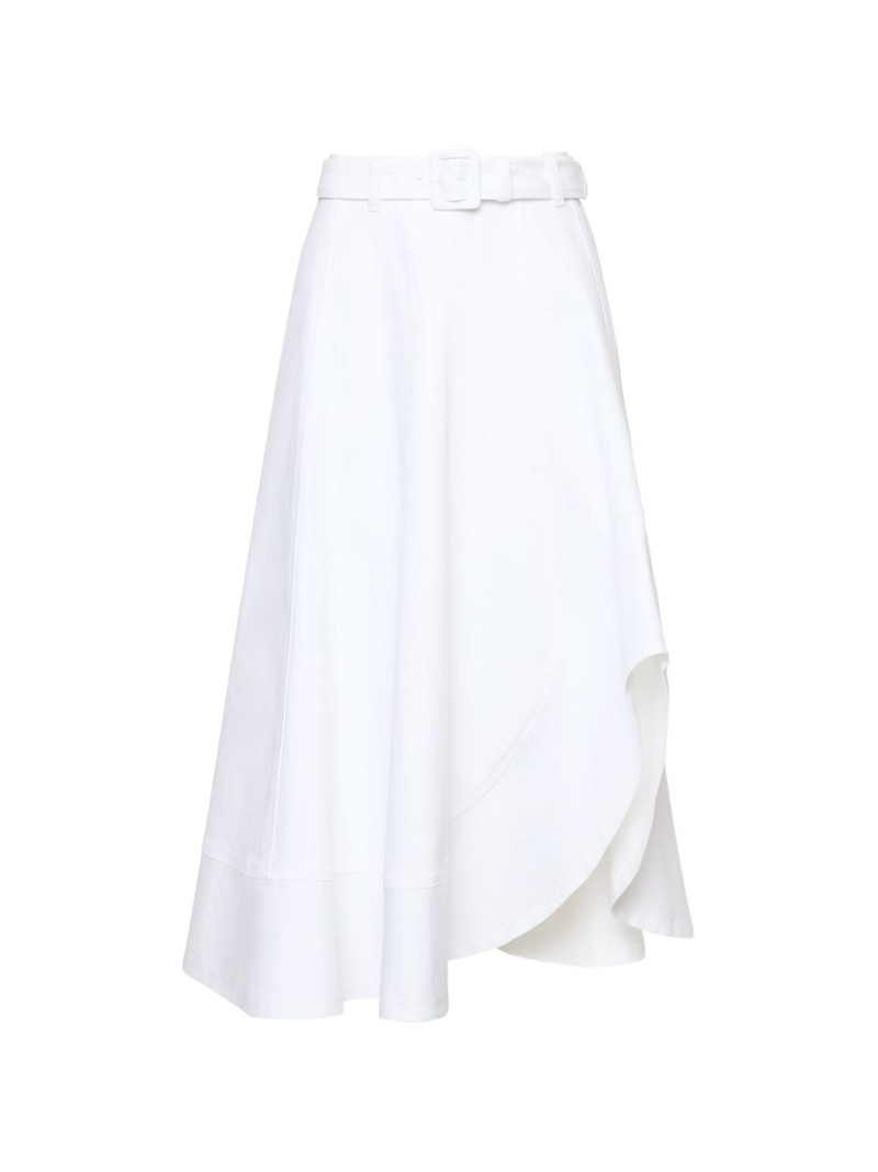 Zelda Jean belted asymmetric midi skirt 1