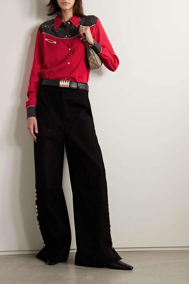 BODE Embellished embroidered cotton-blend twill and canvas shirt outlook