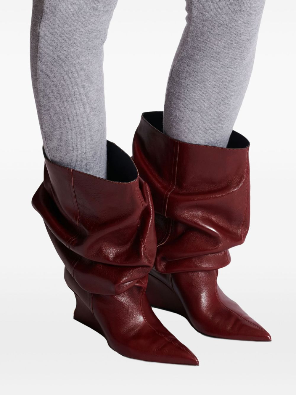 75mm slouchy calfskin wedge ankle boots - 5