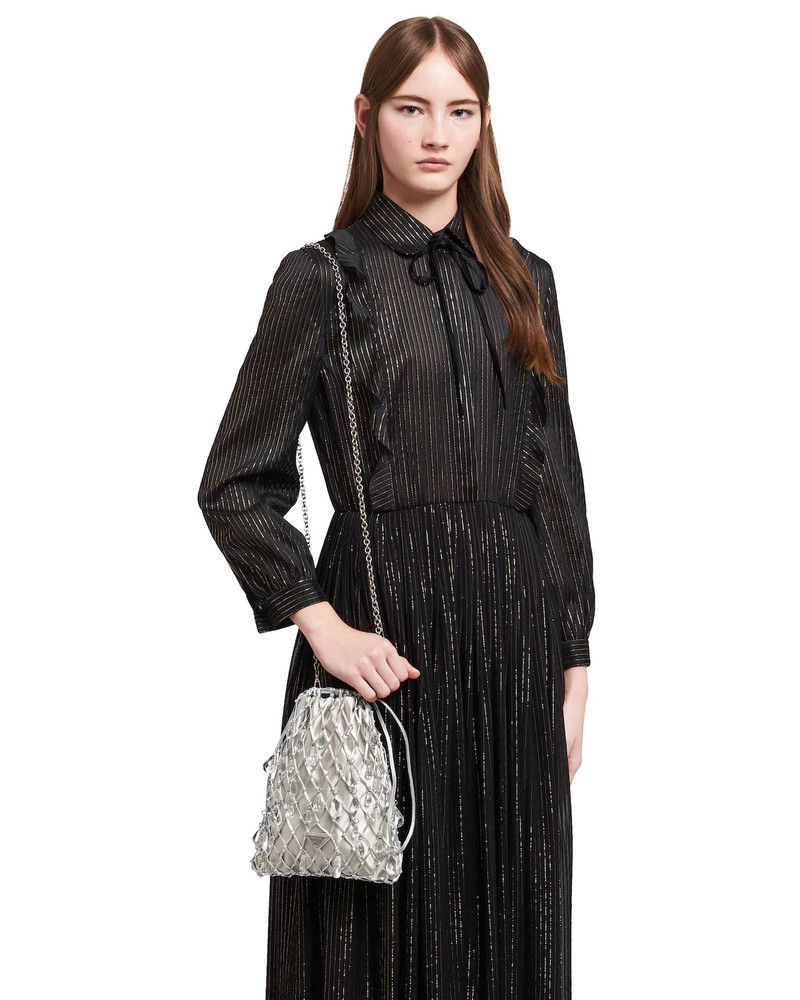 Prada Leather mesh and satin clutch outlook