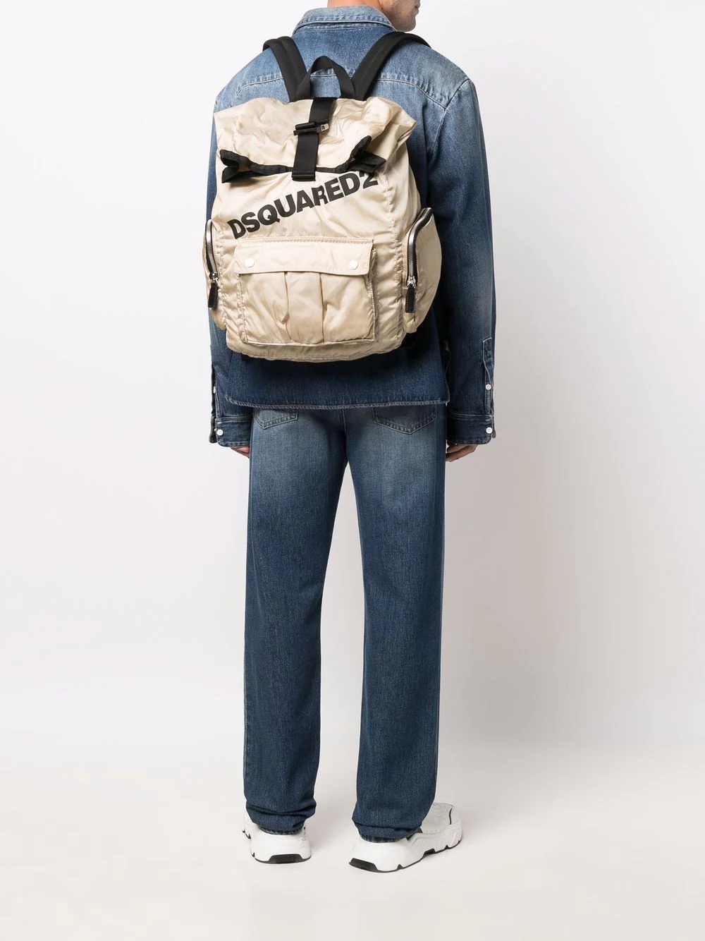 logo-print buckled backpack - 2