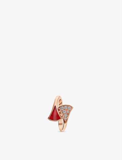 BVLGARI Diva's Dream 18ct rose-gold, carnelian and 0.08ct brilliant-cut diamond ring outlook