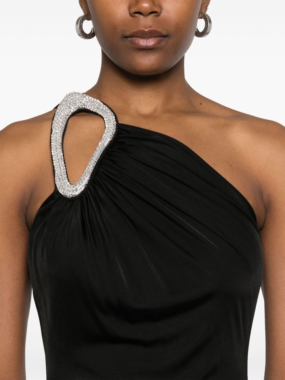 crystal-buckle asymmetric gown - 5
