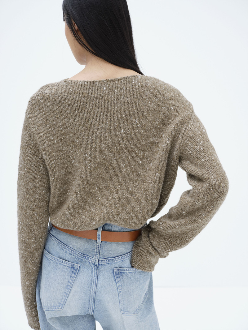 LOW-GAUGE HOMESPUN TWEED KNIT BOAT-NECK P/O 5