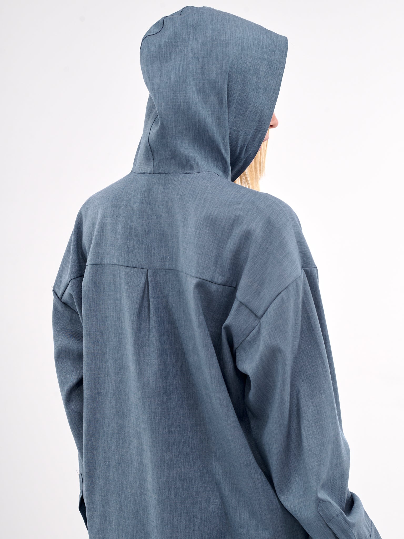 Oversized Hood Button-Up Shirt - 5